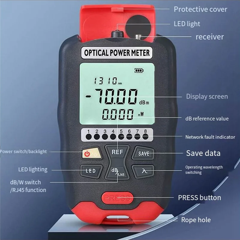 

Optical Fiber Power Meter Fiber Visual Fault Locator 10 Wavelengths Sensitive Chip Accurate Measurement for Wiring D7