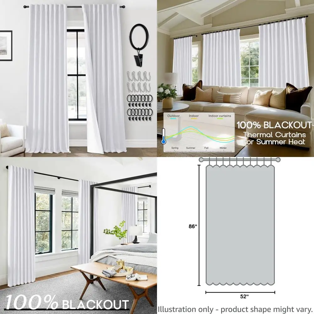 

86 белых льняных плиссированных штор, затемнение комнаты, комплект из 2 панелей для спален и гостиных