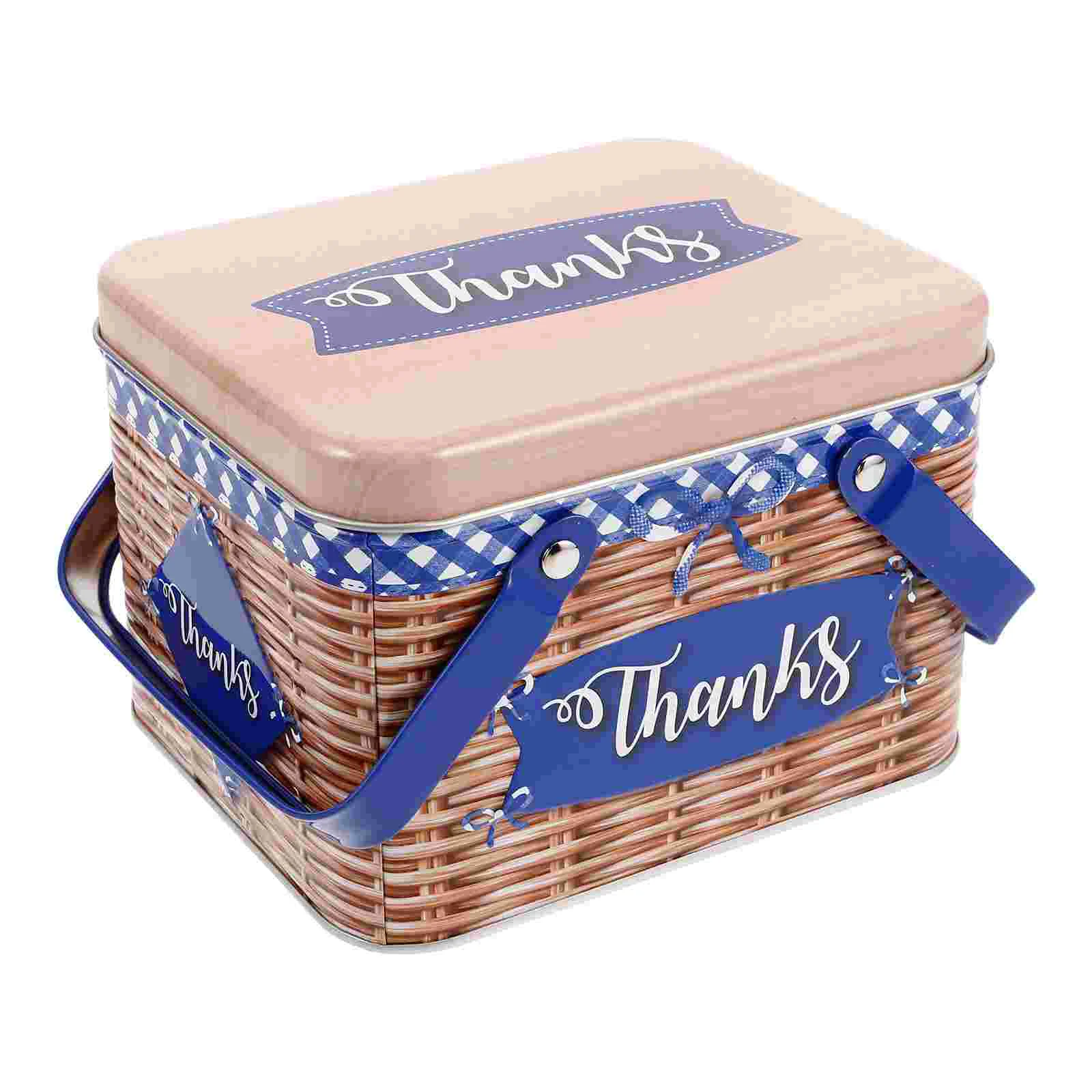 Food Storage Tins Biscuit Box Candy Jar Rectangle Metal Cookie Tinplate Jars with Lids Iron