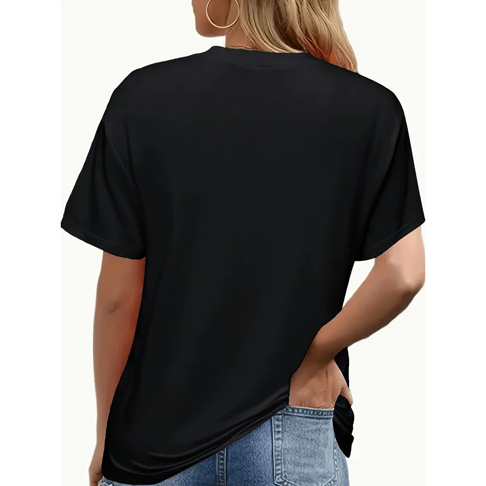 Plus Size Women's Crew Neck Short SleWith 