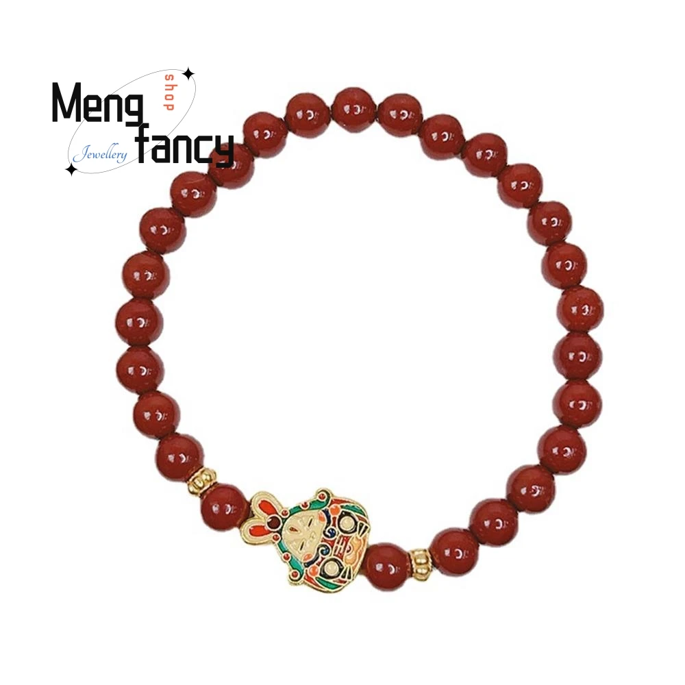 Neue Zinnober Weibliche Cloisonné Nationalen Wind Kaninchen Armband Einfache Exquisite Elegante High-grade Mode Schmuck Urlaub Geschenke