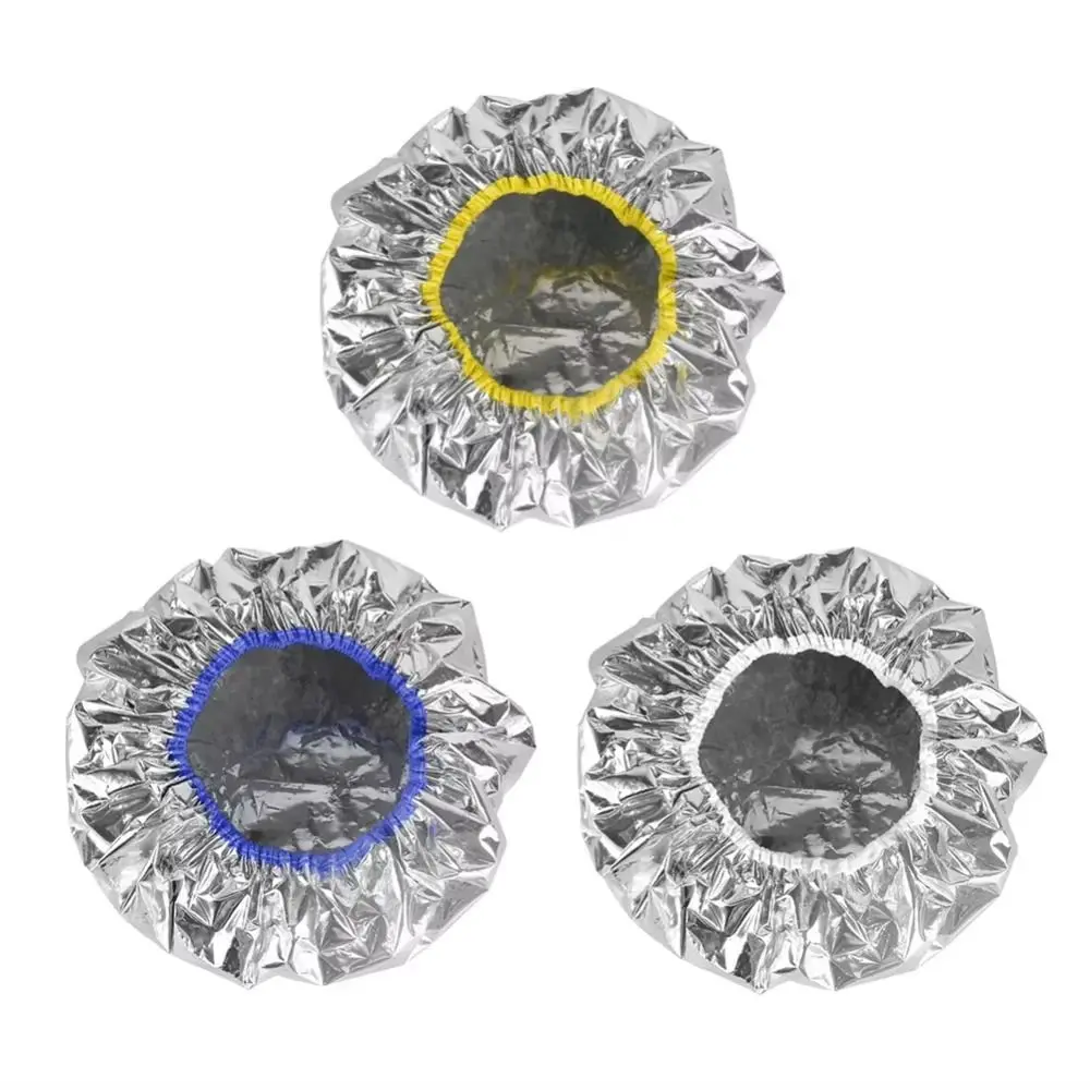 

Aluminum Foil Self-heating Tin Foil Hat Waterproof Reusable Heat Elastic Coloring Hat Hair Steamer Hair Dye Tools Oil Baking Cap
