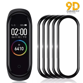 9D 화면 보호기 Xiaomi mi 시계 7 6 5 4 전체 커버 부드러운 유리 Xiaomi Miband 7 6 5 스마트 워치