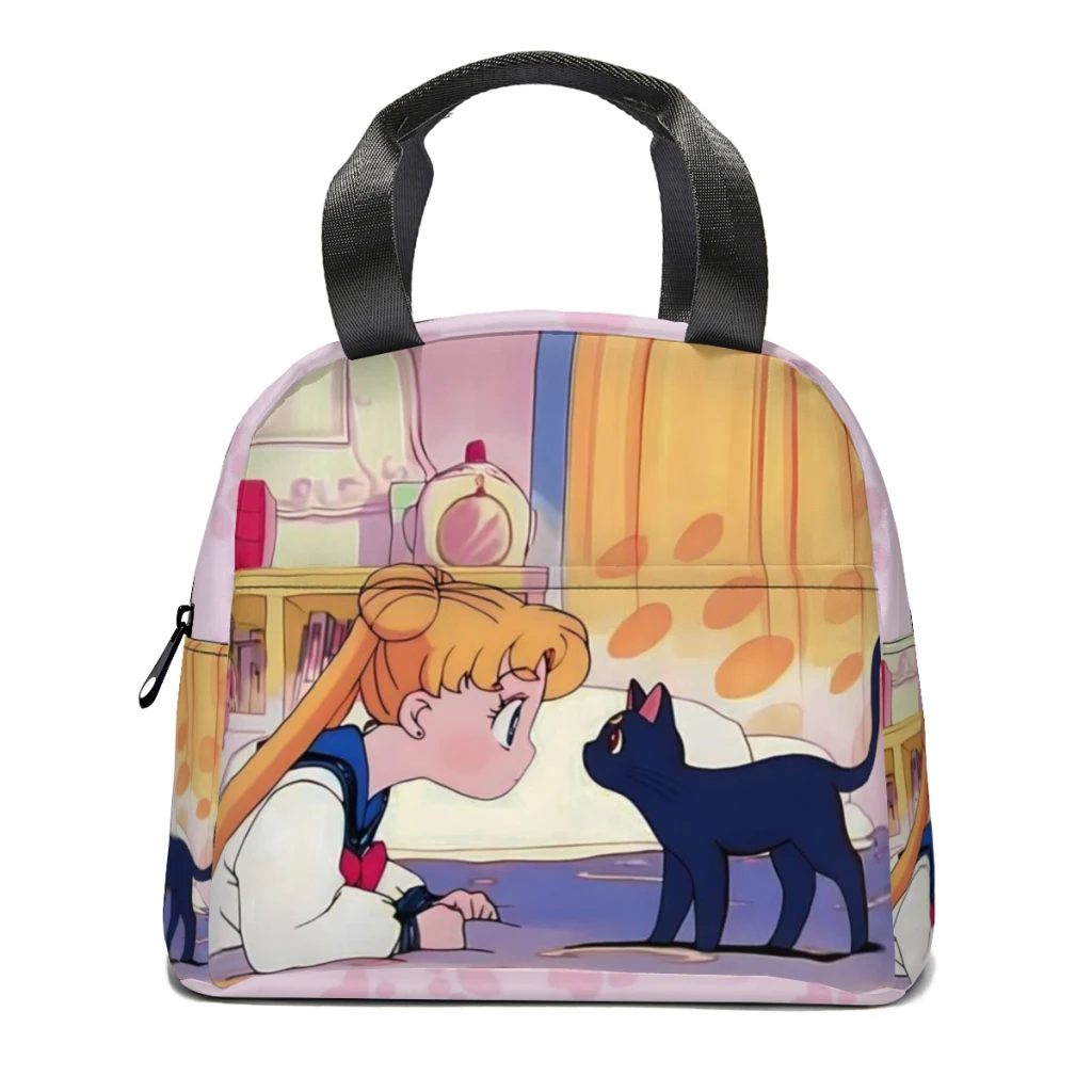 Girls-Sailor- Moon Lunch Box Women Multifunction Cooler Thermal Food Insulated Lunch Bag Kids Portable Picnic Tote Bags