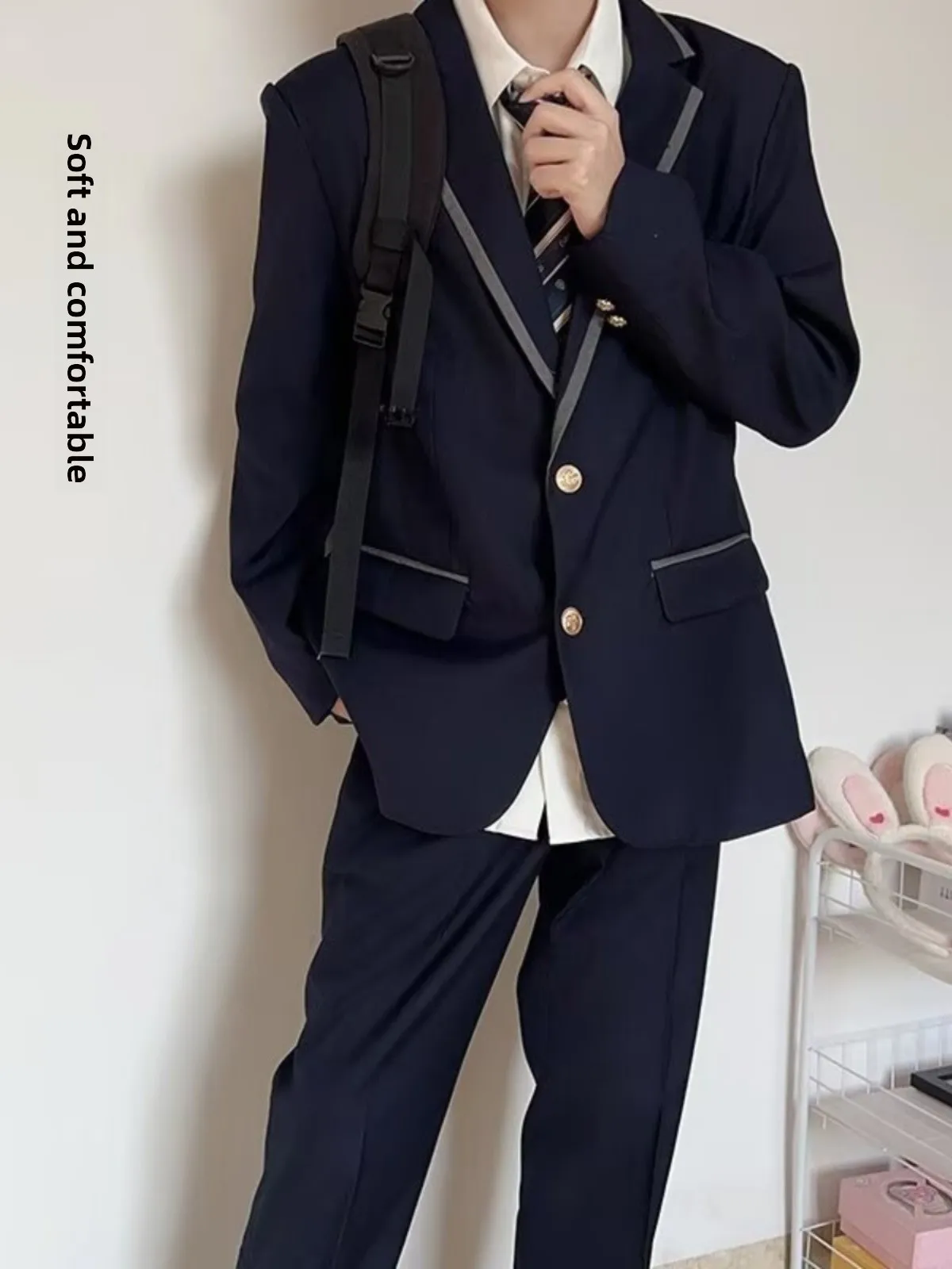 Large Size Korean Style Student Suit British College Style Jacket Men's Top Passport Photo Clothing Class Uniform