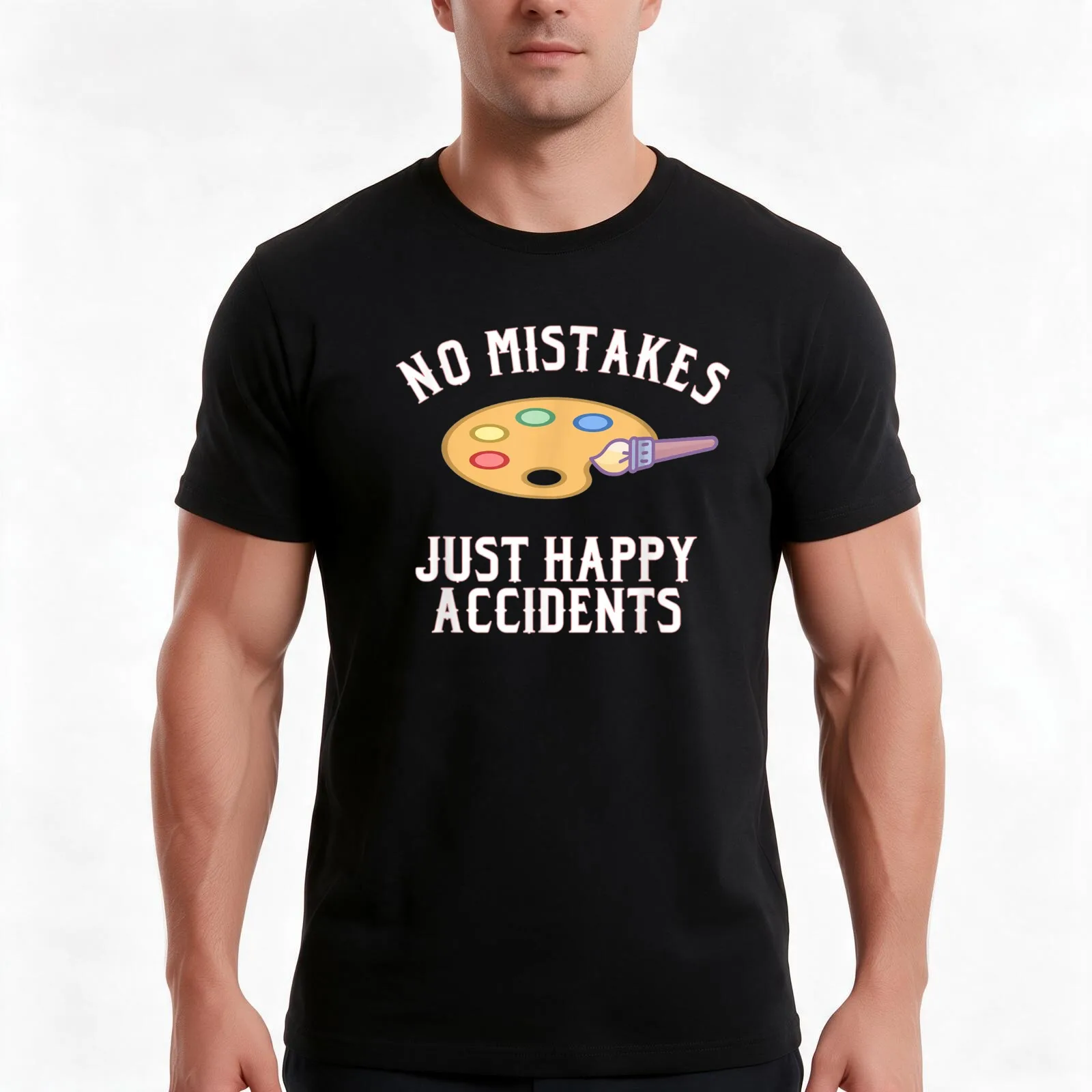 Happy Accidents T-Shirt, Summer Casual Cotton Tee, Oversized Streetwear Tops, Vintage Graphic Print, Loose Fit Short Sleeve