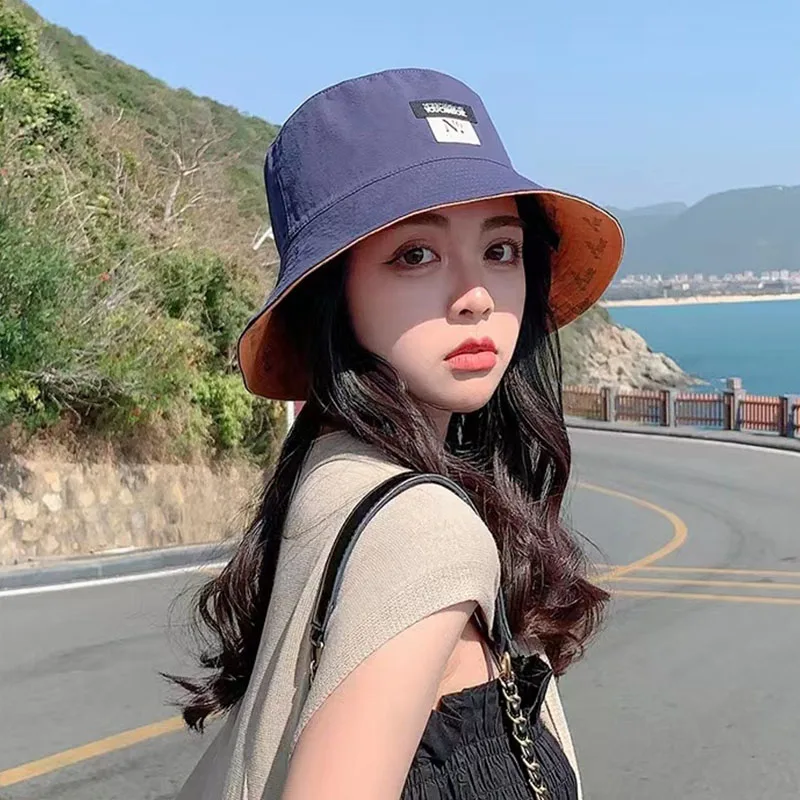 Summer Double-Sided Wear Women Bucket Hat Fashion Print Wide Brim Fordable Panama Fishermen Cap Outdoor Travel Beach Visor Hats