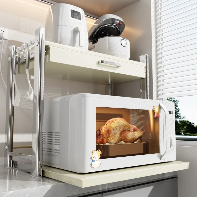 Kitchen microwave oven rack, multi-functional rice cooker oven, countertop pull-out type
