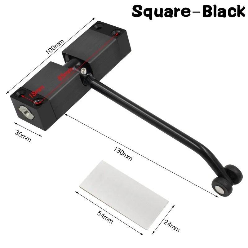 Ferme-porte automatique carré tout noir/argent, dispositif de fermeture de porte à ressort, Force ré