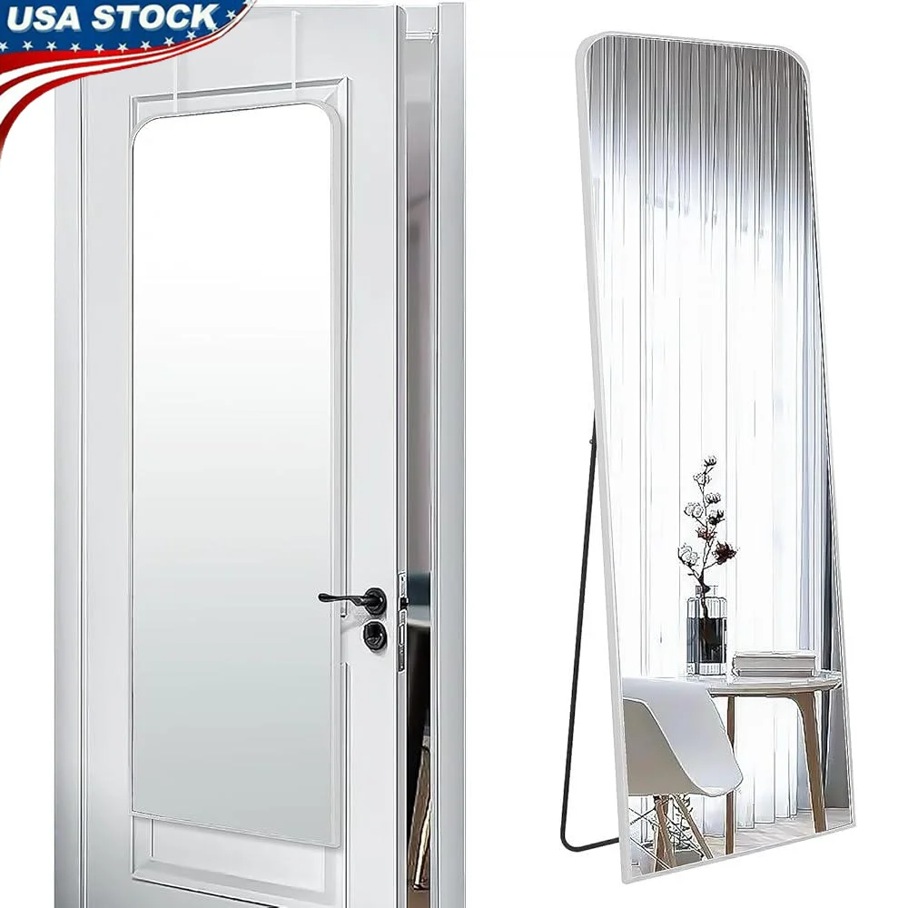 Hanging Full Length Mirror Metal Frame Rectangle High Definition Glass Easy to Install Perfect Reflection Bathroom Living Room