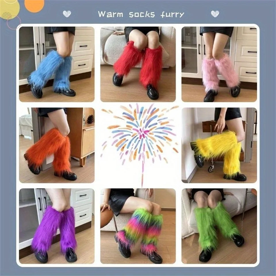 

Women Faux Fur Boot Covers Japanese JK Uniform Leg Warmers Korean Lolita Girls Socks Girls Pile Up Socks Foot Warming Cover