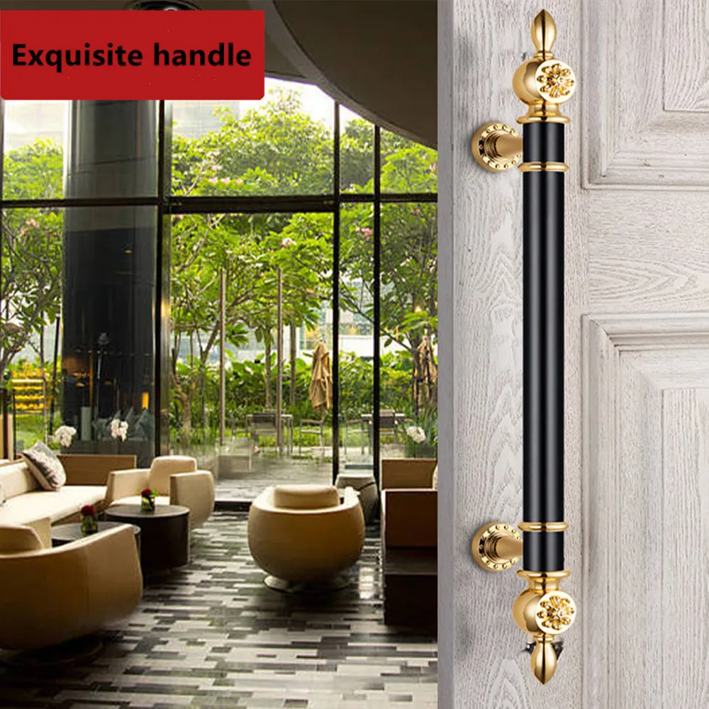 Europe Style Fashion Luxury Hotel Club Home Garden Villa Office Crystal Gold Black White Wooden Glass Door Handle 600 800 1200mm