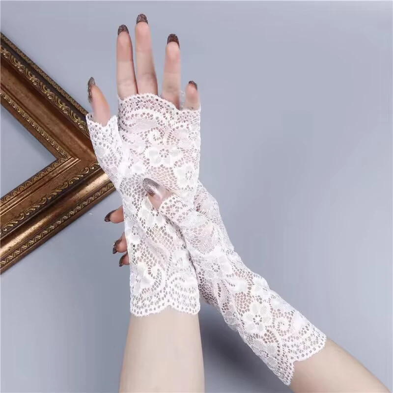 Accessories For Nail Photos Sexy Embroidered Gloves Hollow out Flower Fake Sleeves Gel Nail Polish Tips Display Photography Tool