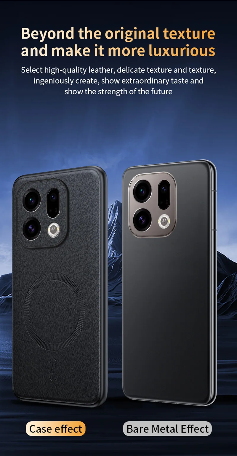Für OPPO Find X9: Magnetische Lederhülle mit Schutzfunktion, Anti-Fingerabdruck, rutschfest, aus PC+TPU. – Detail 11