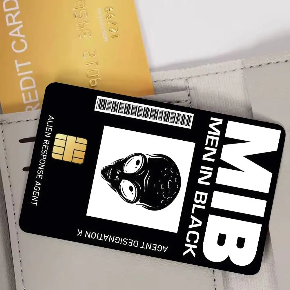 Alien Response Agent MIB Bank Credit Cards Bus Pass Stickers Cool Decoration Waterproof 4PCS Card