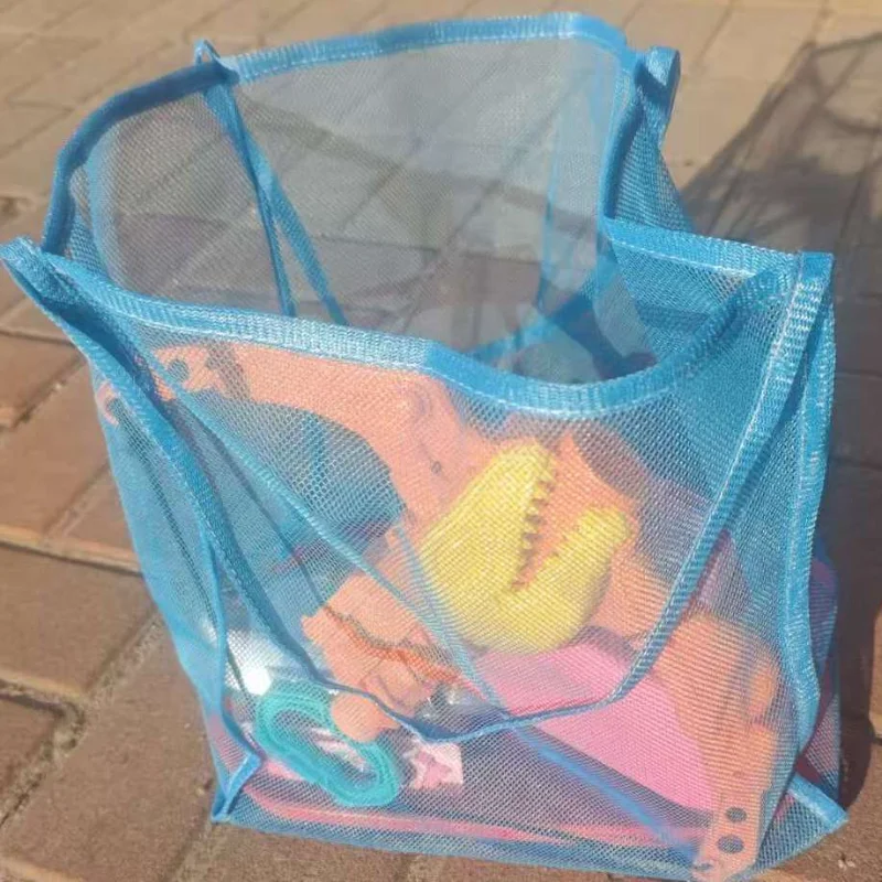 Large Capacity Mesh Beach Bag Durable Solid Color Sturdy Handles Travel Beach Vacation Camping Multi Purpose Storage Heavy view 5