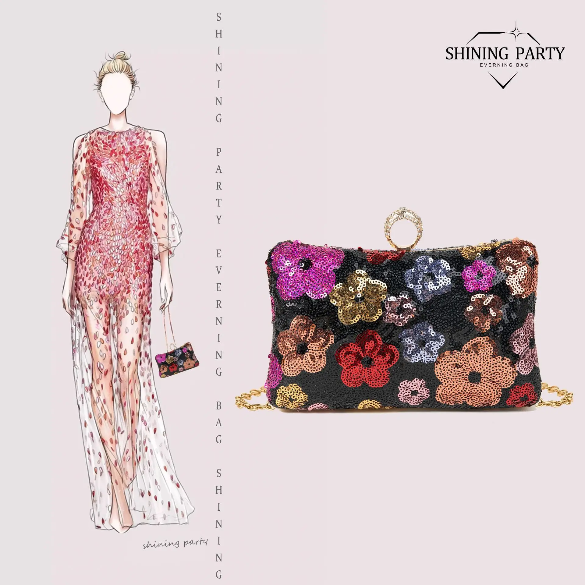 2026 Early Spring Sequin Bag Women Versatile INS Shoulder Crossbody Elegant Simple Chain Square Mini Bag