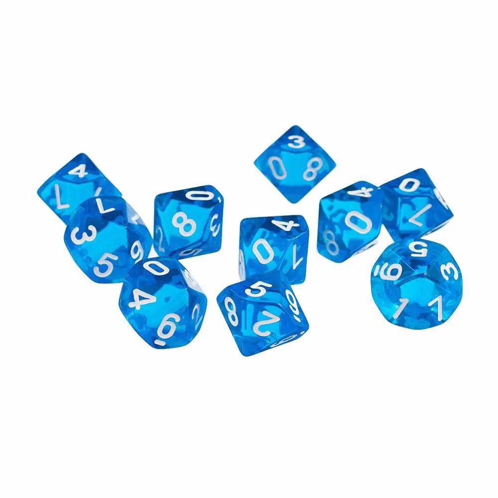 10pcs  Gift Acrylic Entertainment Playing Games 10 Sided Family Party Dice D10 Dices Game Toys Game Dice