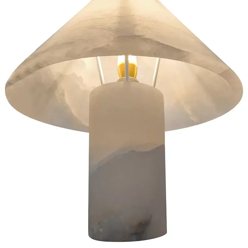 Nordic Vintage White Alabaster Marble Desk Lamp LED Table Light for Bedroom Villa Hotel Room Decor Modern Minimalist Style