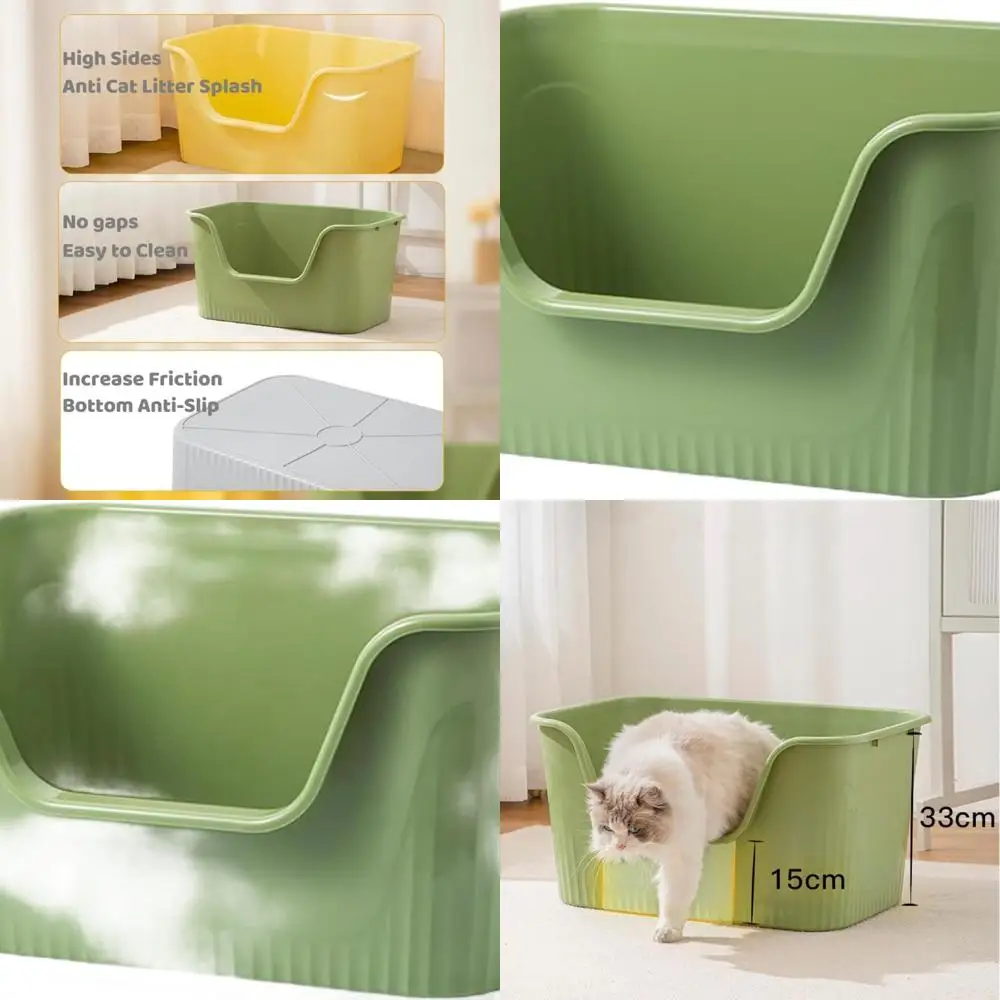 

Jumbo Green Anti-Splash Multi-Cat Litter Box with High Sides: 25.27 L x 17.83 W x 13.11 H, Easy Assembly