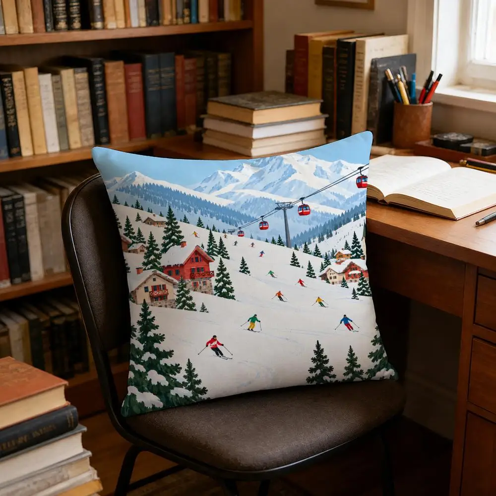 SkiVillage Cushion Cover Soft Short Plush Pillow Cases Hidden Zipper Cutecore Sofa Bedroom Home Decor Gift 4