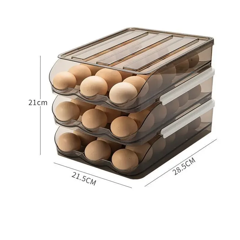 

Automatic Rolling Egg Carton Double-layer Kitchen Transparent Refrigerator Fresh-keeping Storage Box