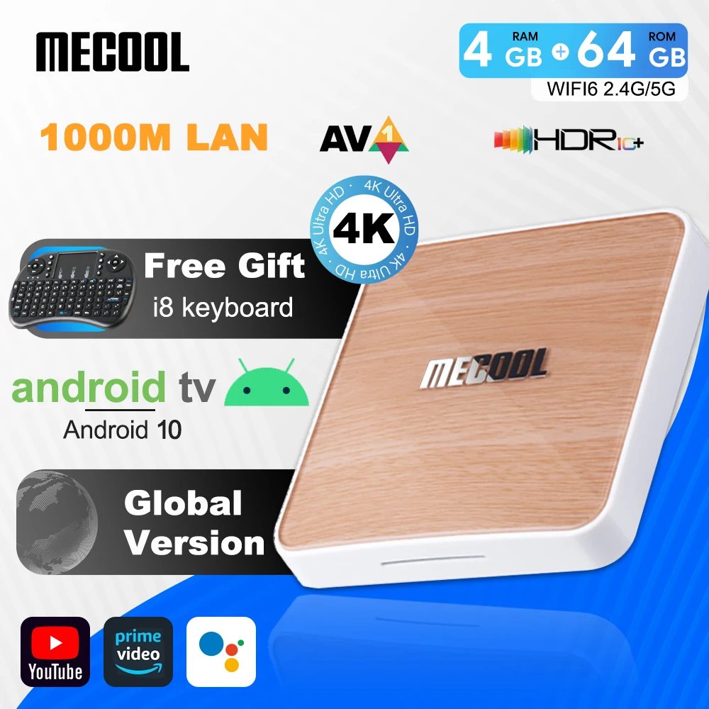 

MECOOL KM6 TV Box Media Player Wifi 6 Google Certified Android 10.0 4GB 64GB Amlogic S905X4 1000M LAN BT 5.0 Smart Set Top Box