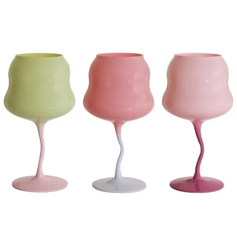 1pc Creative Multi-coloured Cream Goblet Medieval Retro Crystal Glass Home Decorative Cup Multi-purpose Wine Glass Juice Glass