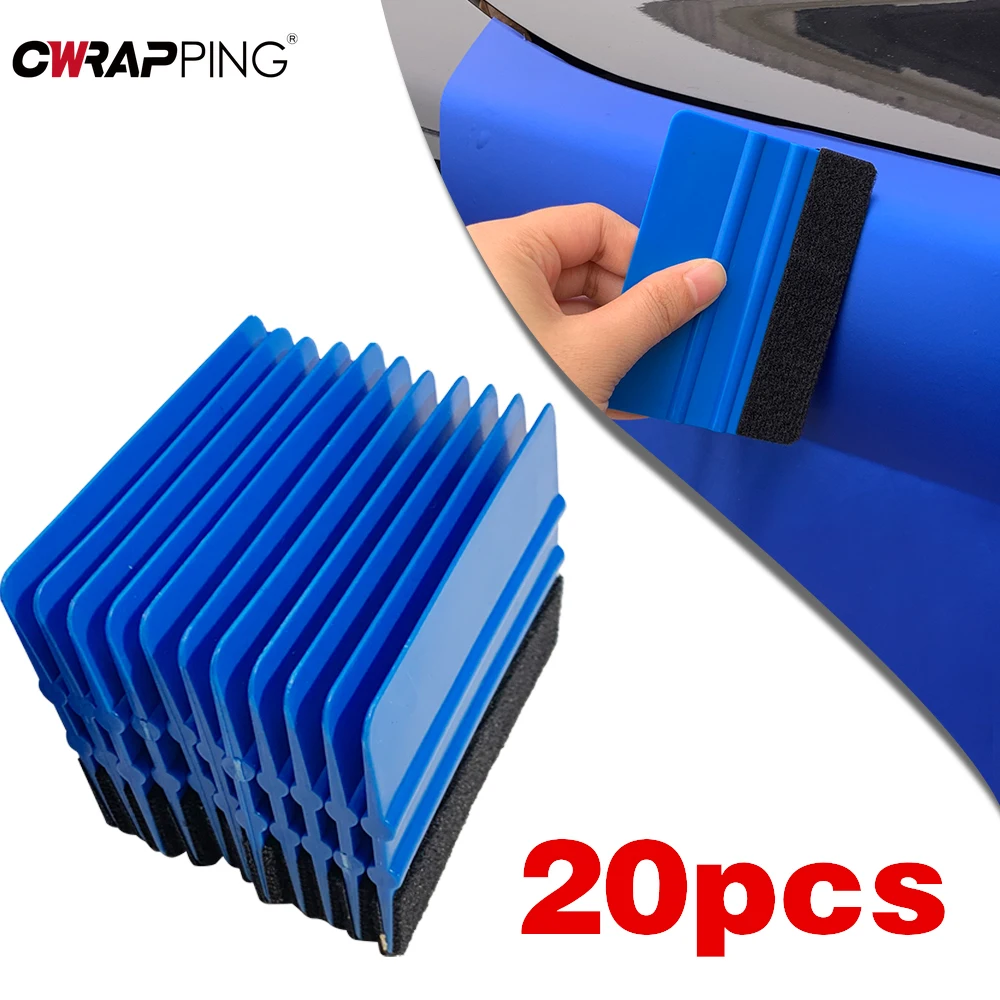 Car Blue Vinyl Carbon Fiber Window Squeegee Scraper Foil Wrapping Suede Felt Scraper Car Styling Sticker Accessories 5/10/20pcs