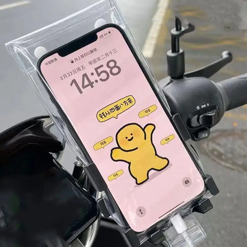 Motorcycle Phone Holder Bag Handlebar Waterproof Clear Phone Pouch Motorcycle Mobile Holder High Sensitivity Charging Port Phone