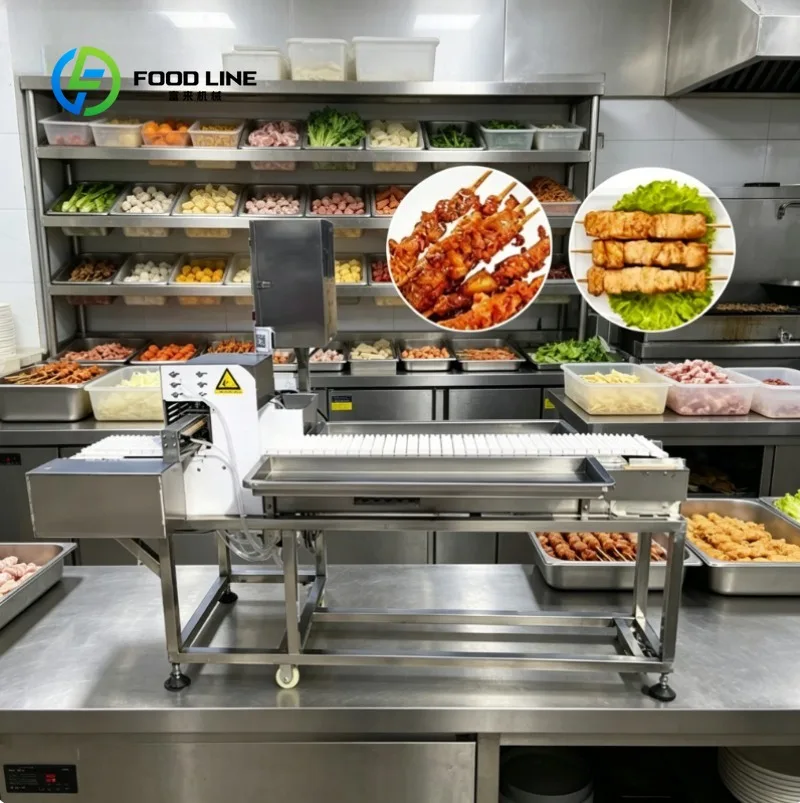 Automatic BBQ Meat Skewer Machine for Consistent Portion Control, High Volume Production in Foodservice Kitchens