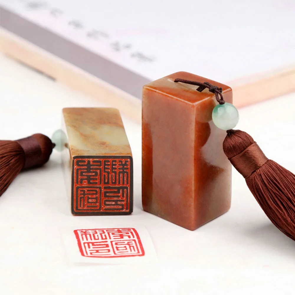 Calligraphy Stamp 2.5cm Square Red Stone Seals Custom Painting Chop Signature Name Stamps Kanji Korea English Chinese Stamp Gift