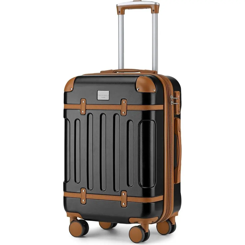 

20 Inch Expandable Hard Shell Spinner Luggage with TSA Lock, Airline Approved, Unisex, Black