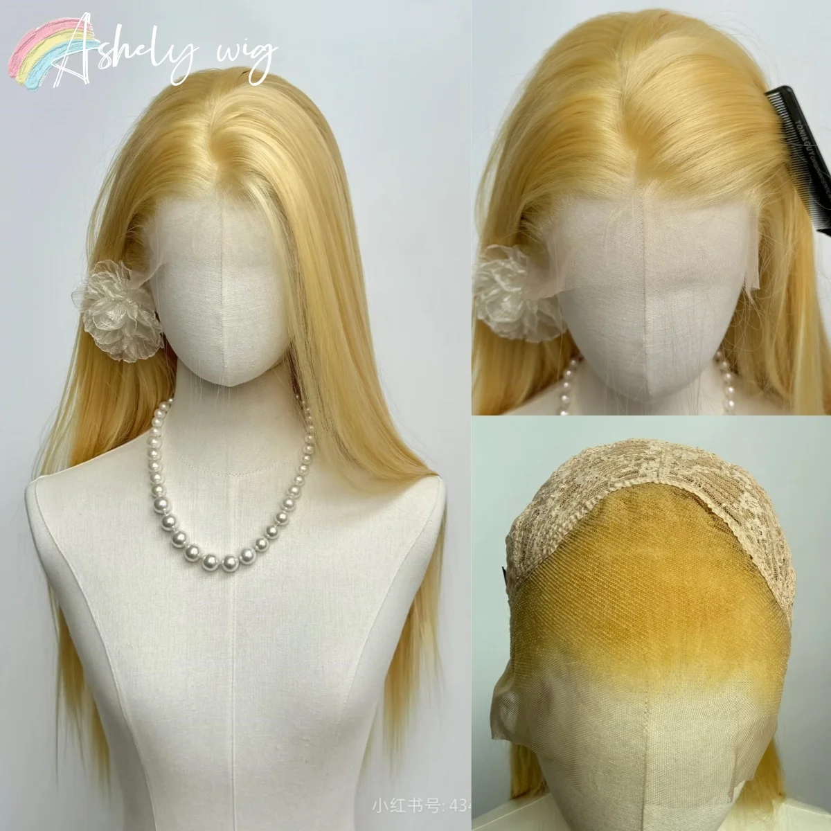 

Ashely Yellow Wig 26inch 13x4 Lace Front Wig Long Straight Synthetic Lace Wigs High-temperature Resistant Fibers for Cosplay
