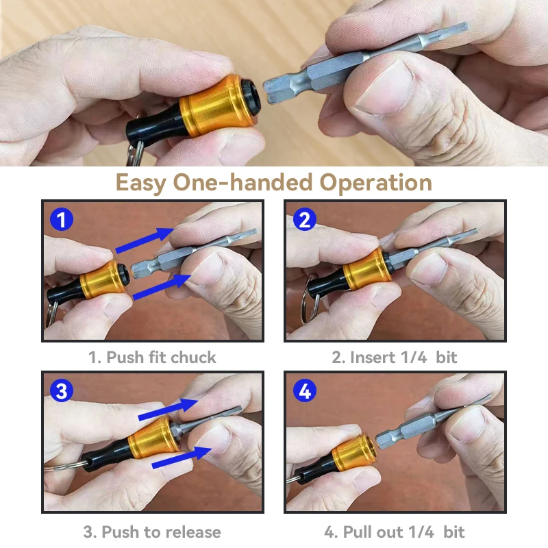 6 PCS 1/4 Inch Bit Holder Keychain, Hex Screwdriver Bits Holder Extension Bar, Quick Change Screw Bit Holder for Most Electric