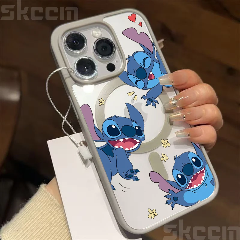 Lovely Stitch Magnetic Phone Case For iPhone 17 Pro Max 11 12 13 14 15 16 Plus 17 Air XS X XR 16e Clear Wireless Charge Cover - náhled 3