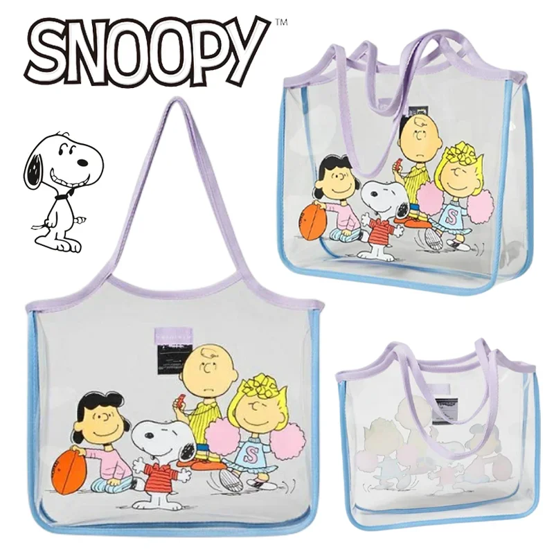 

Kawaii Snoopy Women's Transparent Shoulder Bag Large Capacity Fashion Casual Handbag Ladies Waterproof Tote Shopping Bags