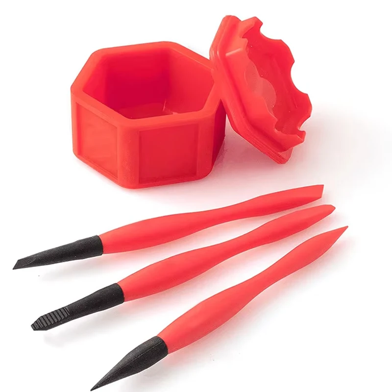 4Pcs Woodworking Silicone Brush Tool Kit Washfree Soft Glue Brush Flat Scraper Glue Tray Wood Gluing Brushing Tools