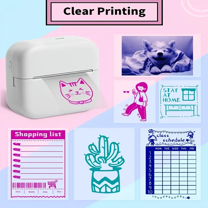 53mm Clear Thermal Paper Color Text on Transparent Background for T02/M02/M02s/M02Pro/M03/ Printers HD Decorative Sticker Labels