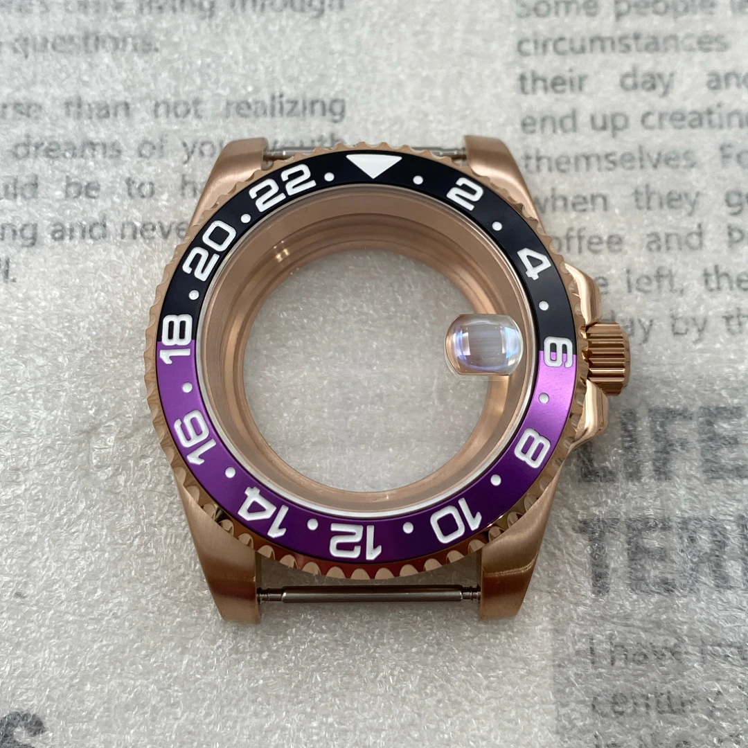 40 мм, часы из нержавеющей стали под розовое золото, Искусственные часы, заменяемые часы с водным призраком, искусственное сапфировое стекло, подходит для движения NH35/36