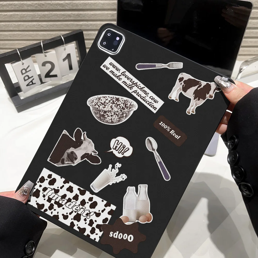 Retro Cow Sticker Style Matte Tablet Protective Case For Apple iPad Air 11 2025 2026 Pro 12.9 13 11 10.5 Mini 2024 Anti‑Slip