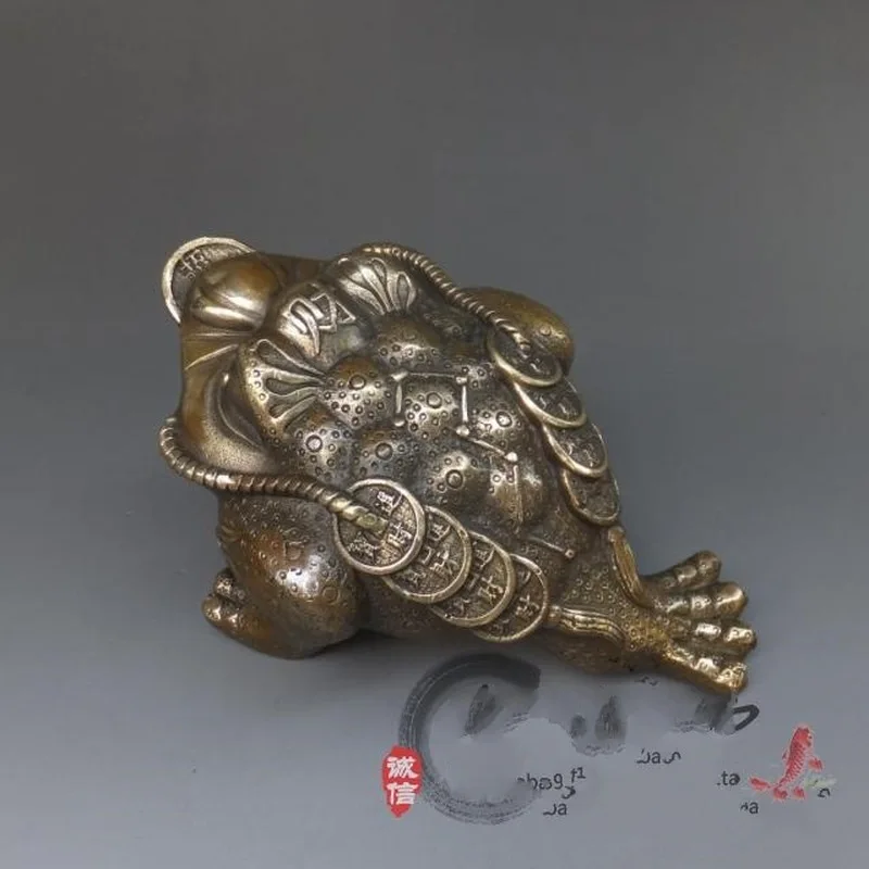 Pure copper three-legged ornament for attracting wealth and treasures, seven-star golden toad antique bronze piece