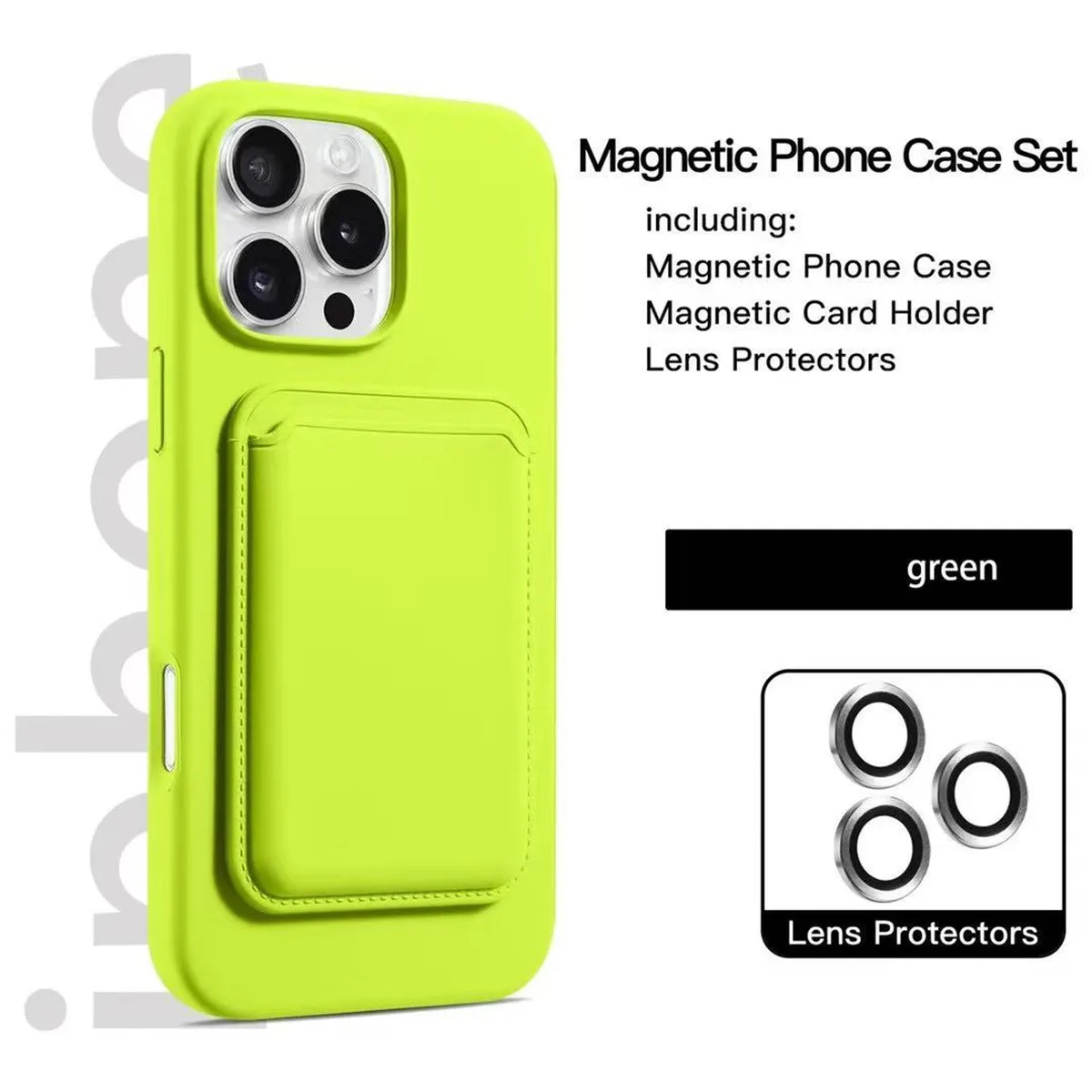

Силиконовый магнитный держатель для карт для iPhone 17 Pro Max 16, 15, 14, 13, 12, 11, защитные пленки для объектива, мягкая задняя крышка, сумка для карт