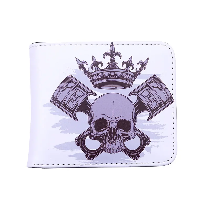 PVC Skull Pattern Short Wallet Cartoon Man Leather Wallets Retro Men's Wallet Small Change Bag Card Bag