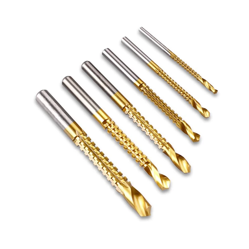 6PCS Sawtooth Drill Bit Pulling Groove Opening Slotted Pulled Cutting Electric Drill Tool Set 3/4/5/6/6.5/8mm