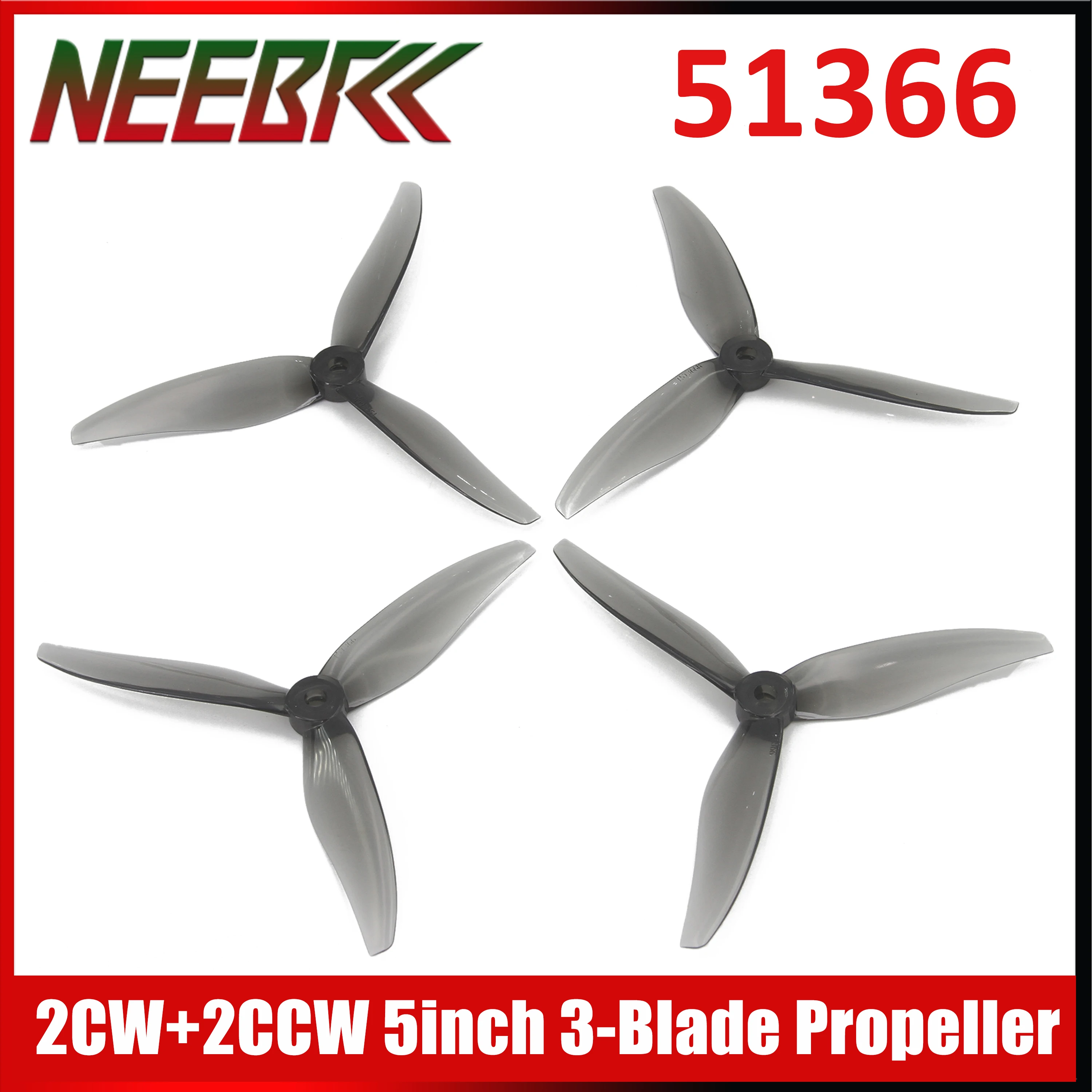 

2Pairs (2CW+2CCW) 51366 5 Inch 3-Blade Propeller Responsive for RC FPV Drone Aircraft DJI Quadcopter High KV Motor Upgarde Parts