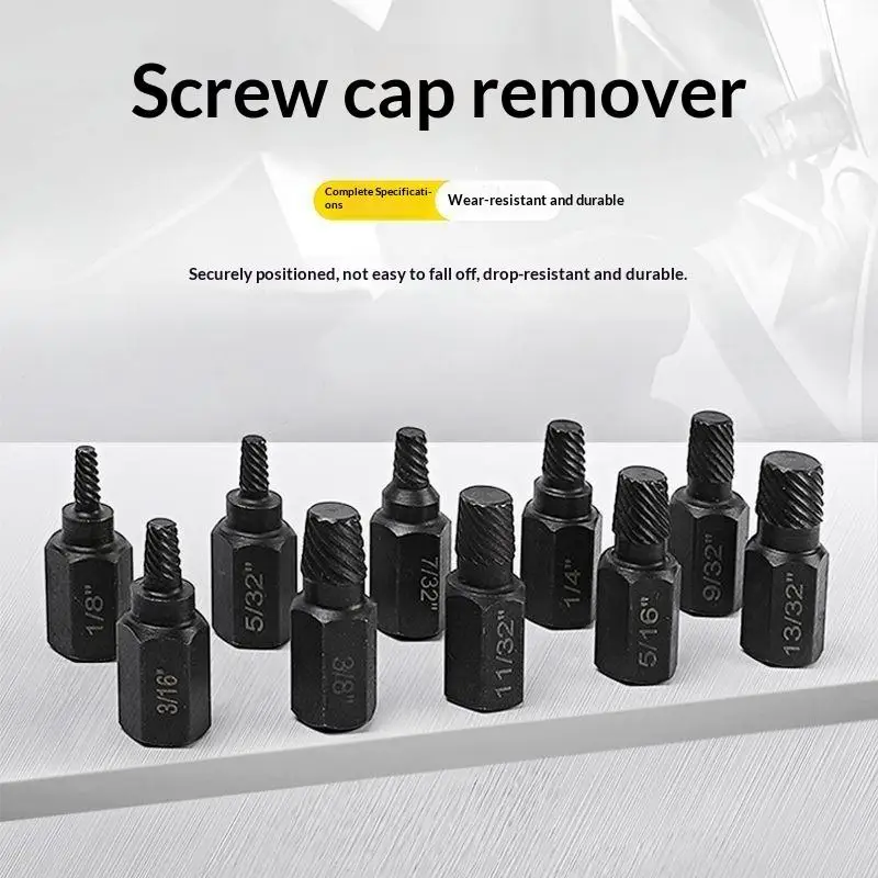 10Pcs Screw Extractor Carbon Steel Damaged Screw Remover Set Metal Easy Out Drill Bits Bolt Stud Multi-Spline Screw Extractor