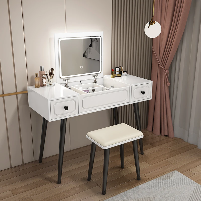 

Makeup Vanity Table Set Bedroom Furniture Modern Chair Bedside Dresser Dressing Nordic Tocador Con Espejo Girls Woman Luxury