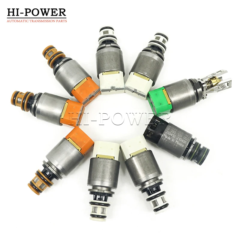 9pcs  8HP70 8HP45 8HP55 Auto Transmission Valve Solenoid Kit for Land Rover Discovery Alumiunm Alloy Car Gearbox Valve Kit 8HP45