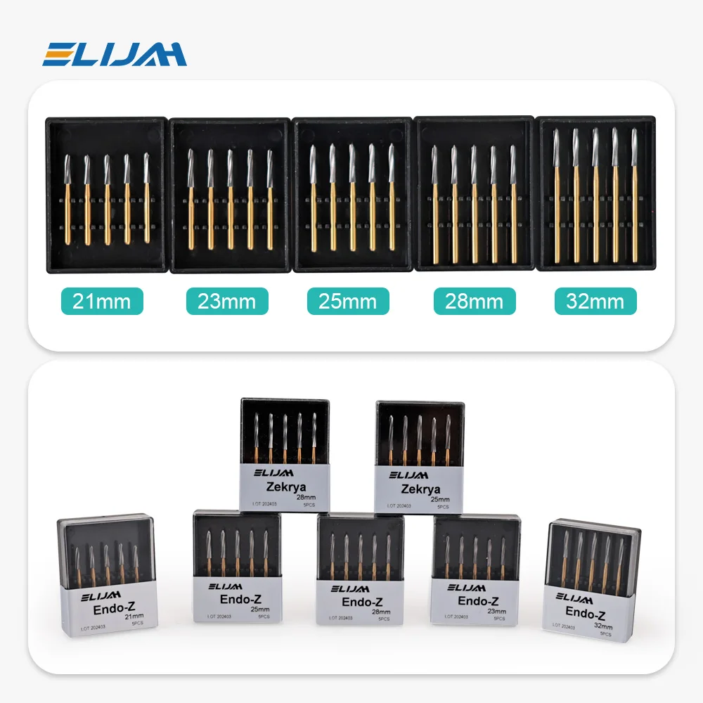 5Pcs/box Dental Endo Z Burs 21/25/28mm Tungsten Carbide Burs Endodontic Polishing Drills For High Speed Handpiece Dentist Tool